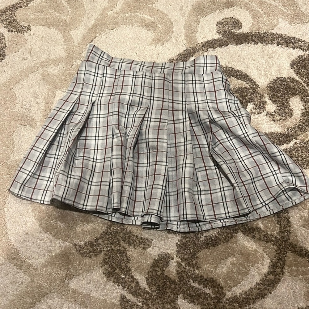 Plaid pleated mini skirt